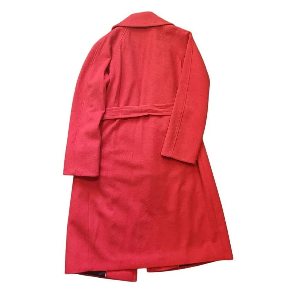 Boden Coat Women's 4 Red Lindfield Wrap Belted Wool Long Preppy Colorful - Picture 3 of 6
